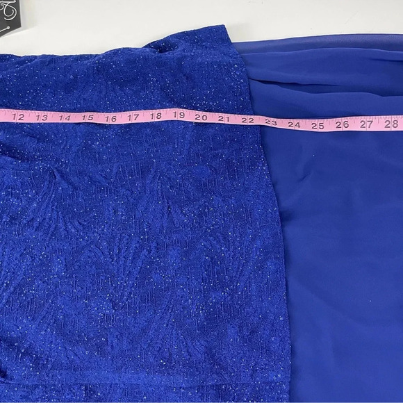 Alex Evenings 2 Piece Set Gown Jacket Electric Blue Glitter Womens 16W NWT Maxi - Picture 15 of 16